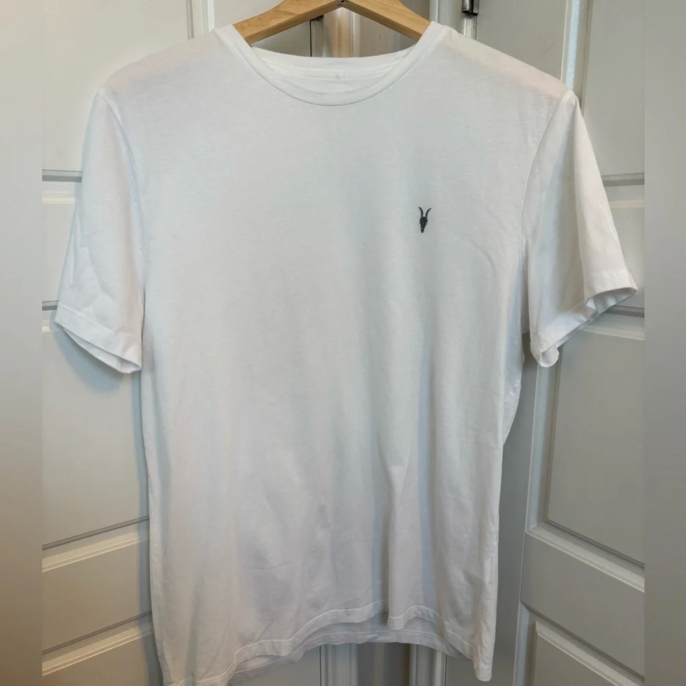 All Saints Brace Cotton Crew Neck Tshirt in White Size Large